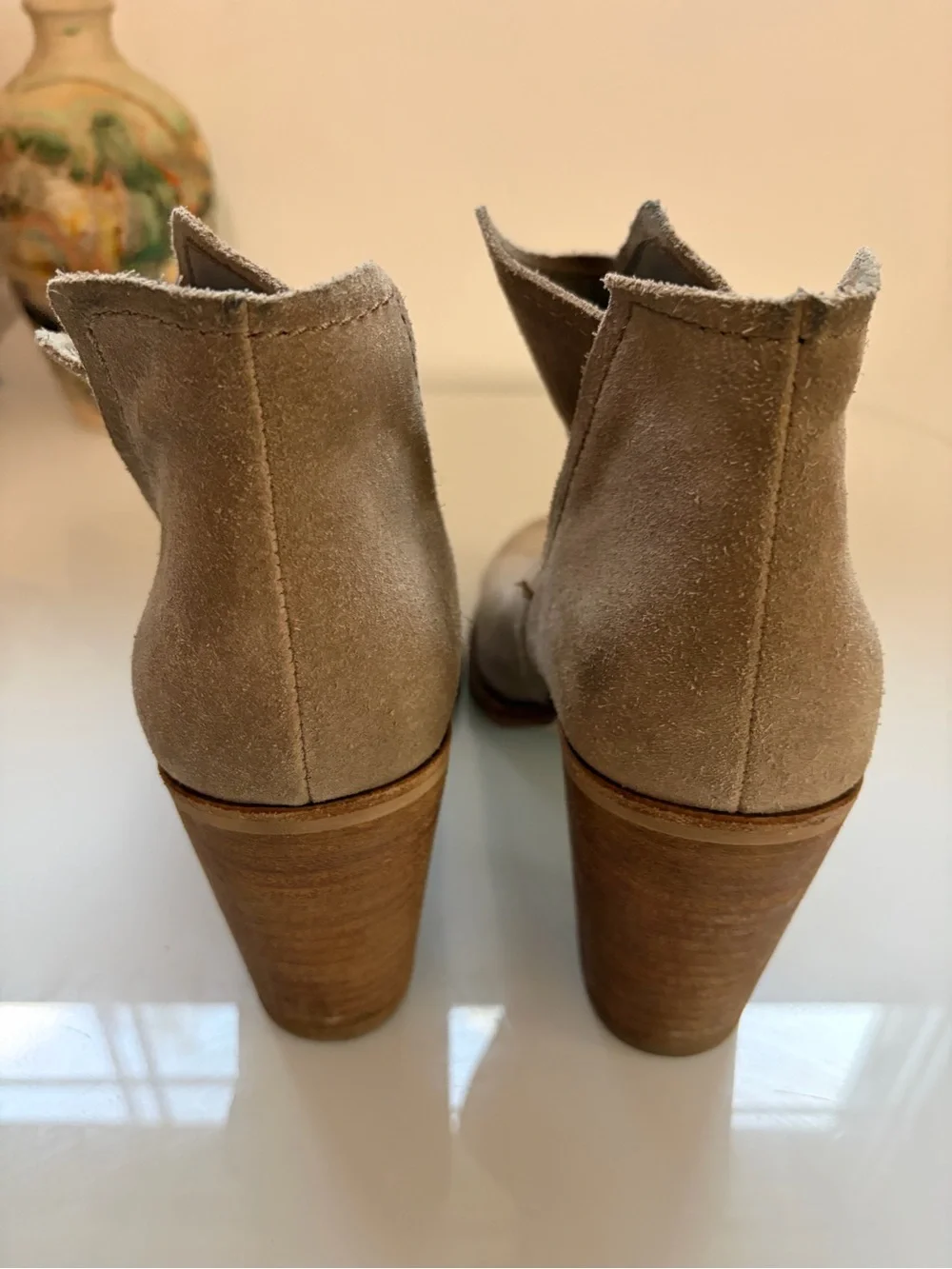 Dolce Vita Taupe Suede Ankle Booties with Block Heel